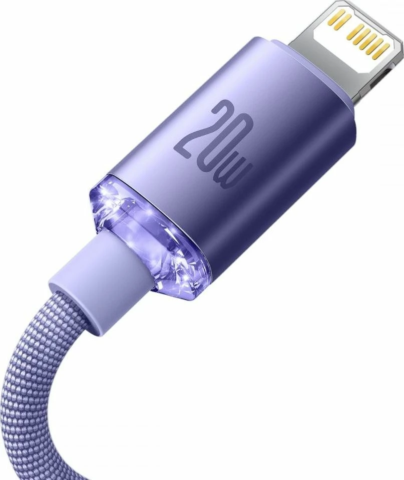 Kabllo USB-C në Lightning Baseus Crystal Shine 1.2 m 2.4A USB 2.0, vjollcë, 1 copë