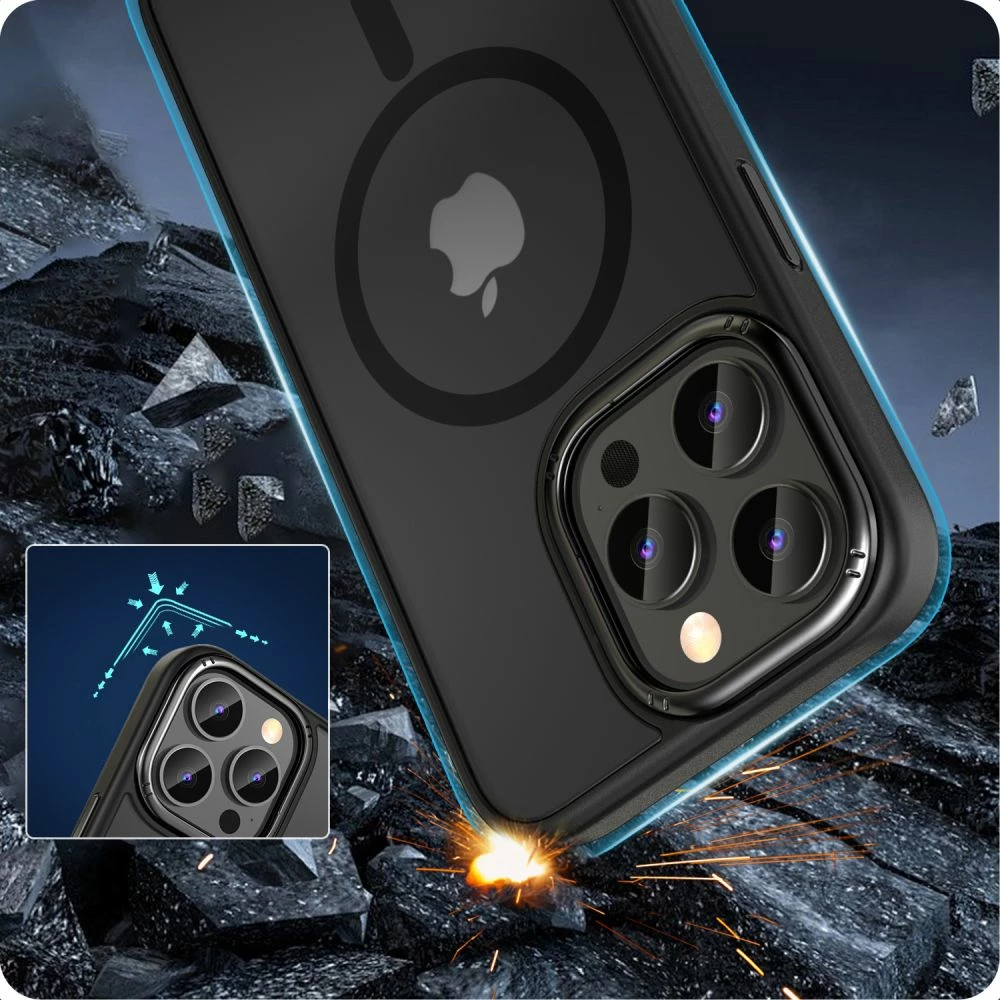 Mbështjellës Tech-Protect MagMat 2 për iPhone 15 Pro Max, MagSafe, i zi, gjysmë-transparent