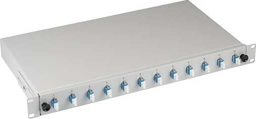 Panel patch fibër optike EFB Elektronik B71921L48, LC, singlemode OS2, 483 mm, metal, gri/blu