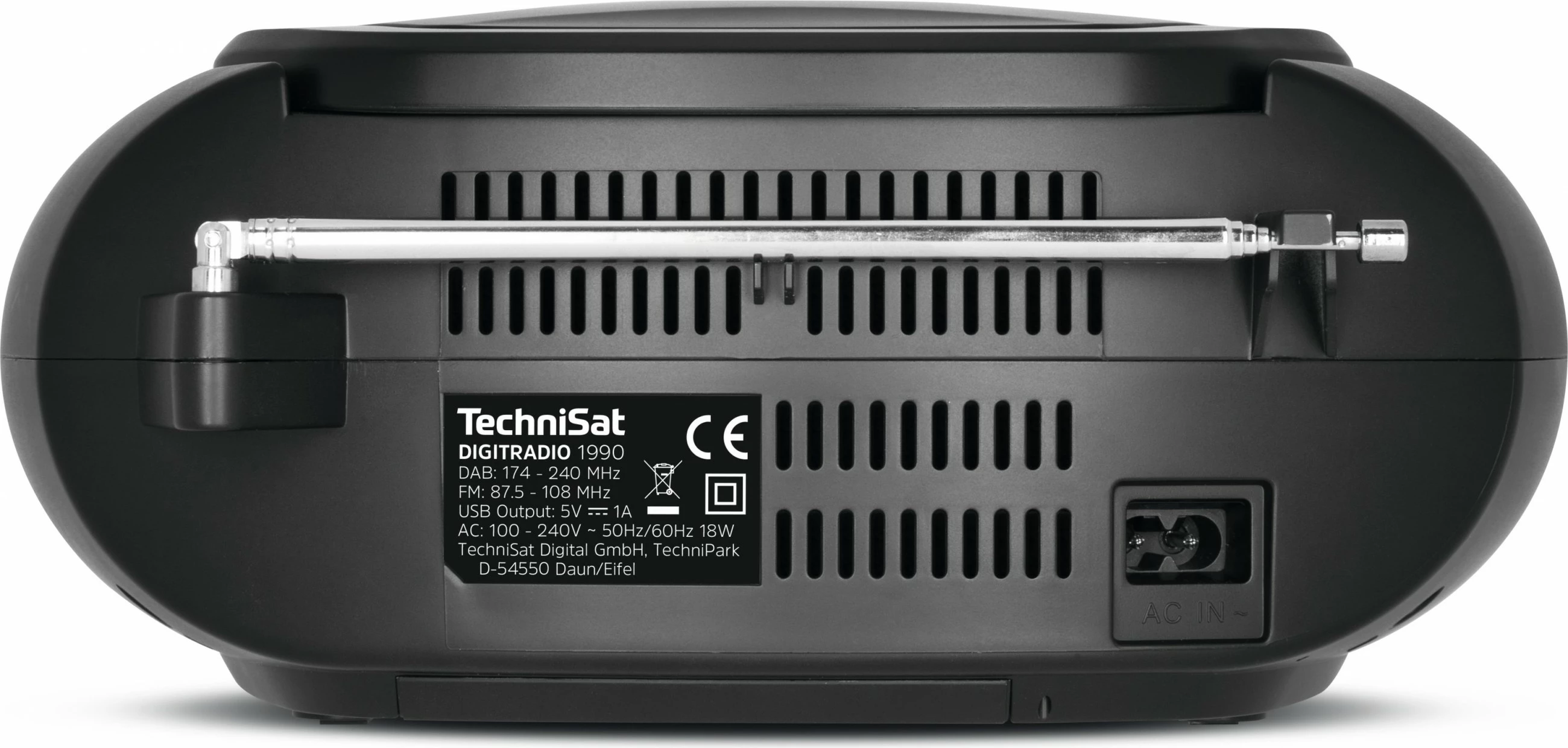 Radio digjitale TechniSat DigitRadio 1990, USB, DAB+, e zezë