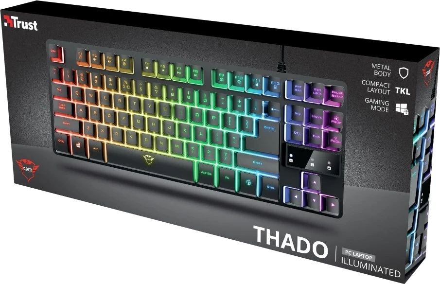 Tastierë Trust GXT833 Thado TKL, RGB, me kabllo, e zezë