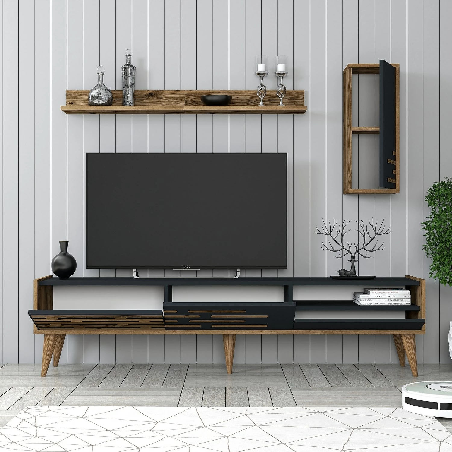 Set komodë TV Hanah Home, Valensiya, ngjyrë arre dhe antracit