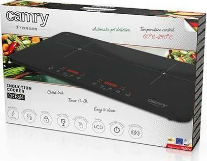Resho induksioni Camry CR 6514, 2 pllaka (double burner) 3500W, zi