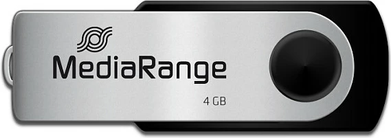 USB flash MediaRange MR907, 4GB, USB 2.0, swivel, zi/argjend