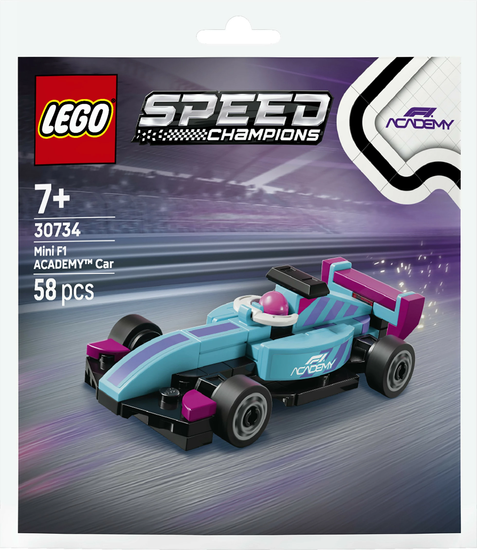 Set ndërtimi LEGO Speed Champions 30734 Mini F1 ACADEMY Car, 58 copë, shumëngjyrësh