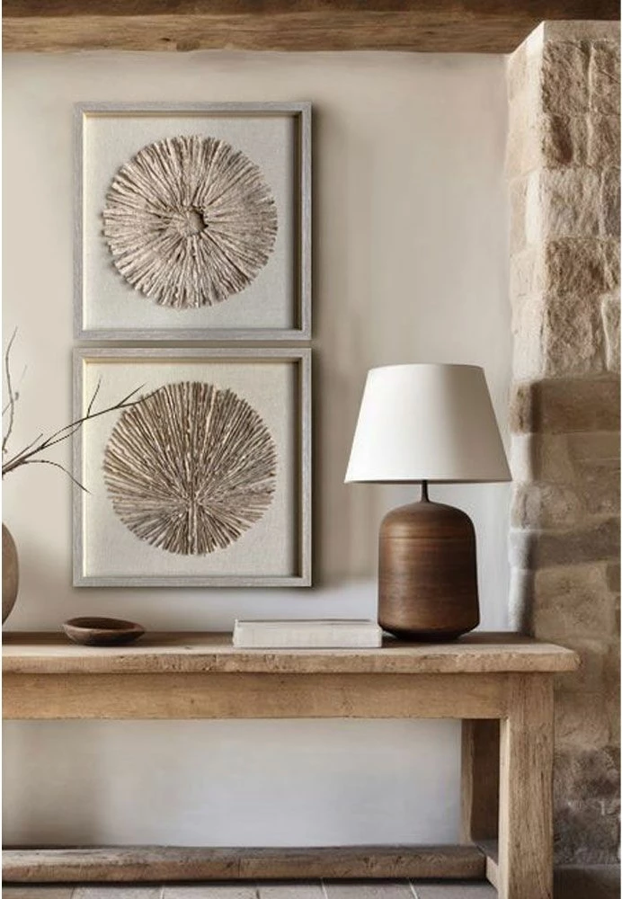 Dekor pikture PURE EARTH, letër, xham, 60x60x4cm, bezhë-natyrale