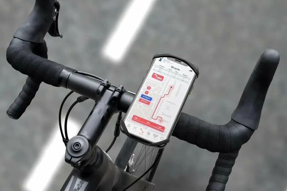 Mbajtëse telefoni për biçikletë Fixed Bikee 2, 4.0–6.5\", rrotullim 360°, e zezë