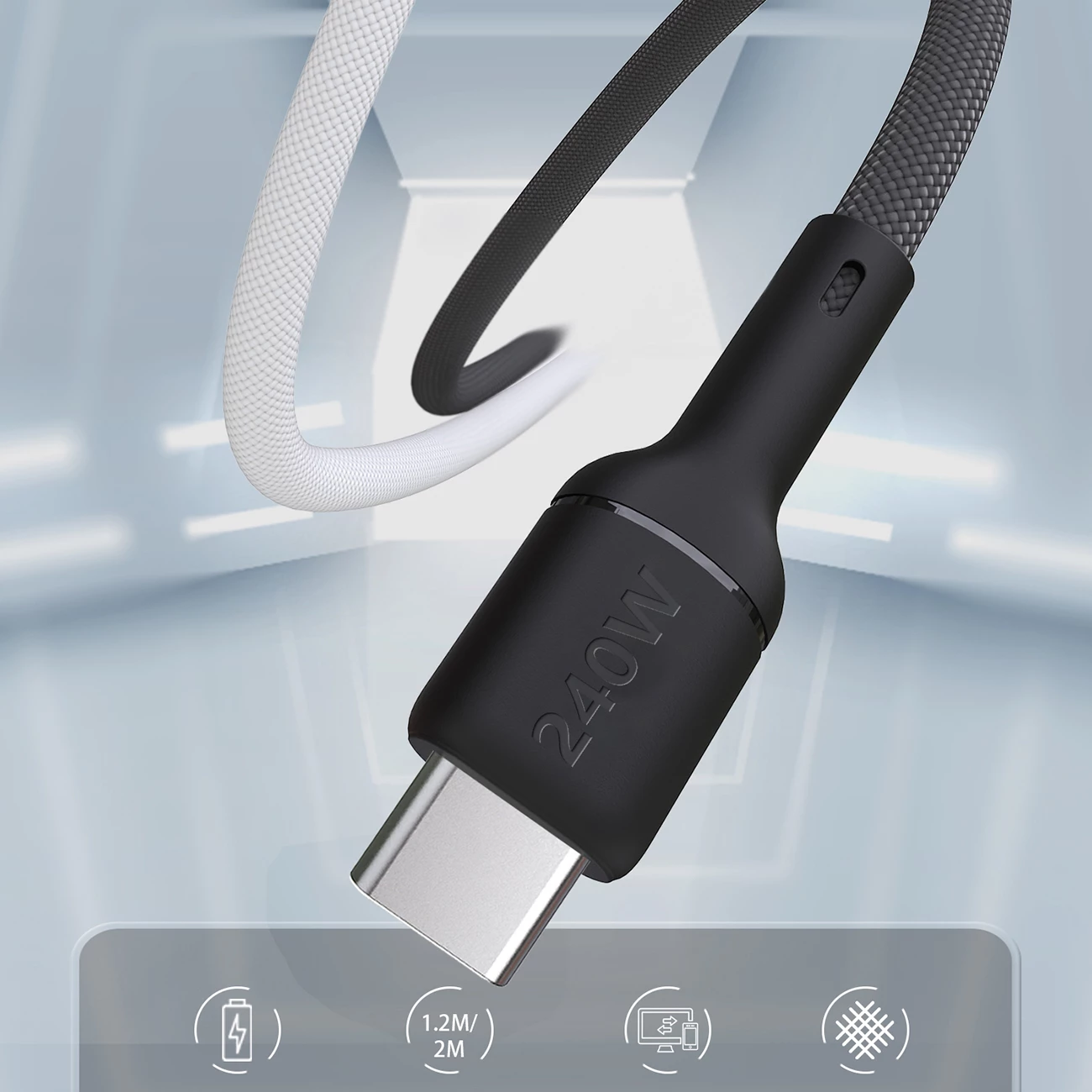 Kabllo USB-C në USB-C Dudao L9C Max, 2m, 240W, e zezë