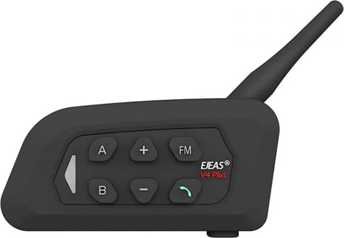 Interkom motoçiklete EJEAS V4 Plus, Bluetooth 5.1, deri 4 pjesëmarrës, IP65, bateri 750 mAh, i zi