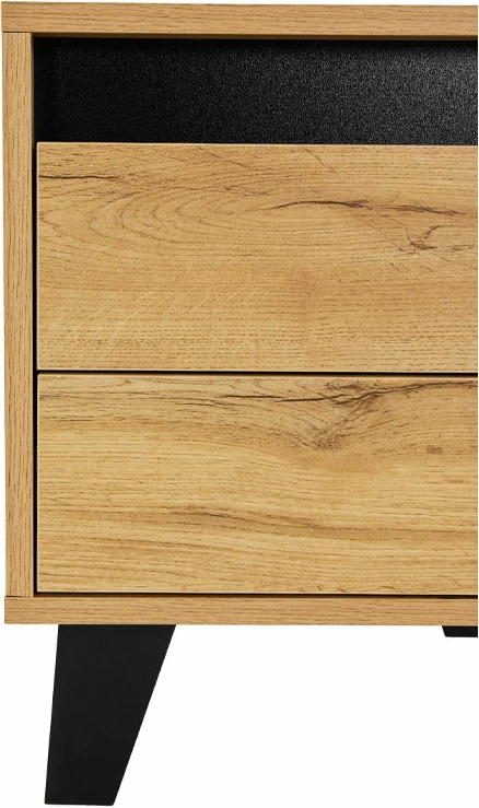 Komodinë Arabica me 2 sirtarë, ngjyrë sonoma dhe e zezë, 40x38x45cm