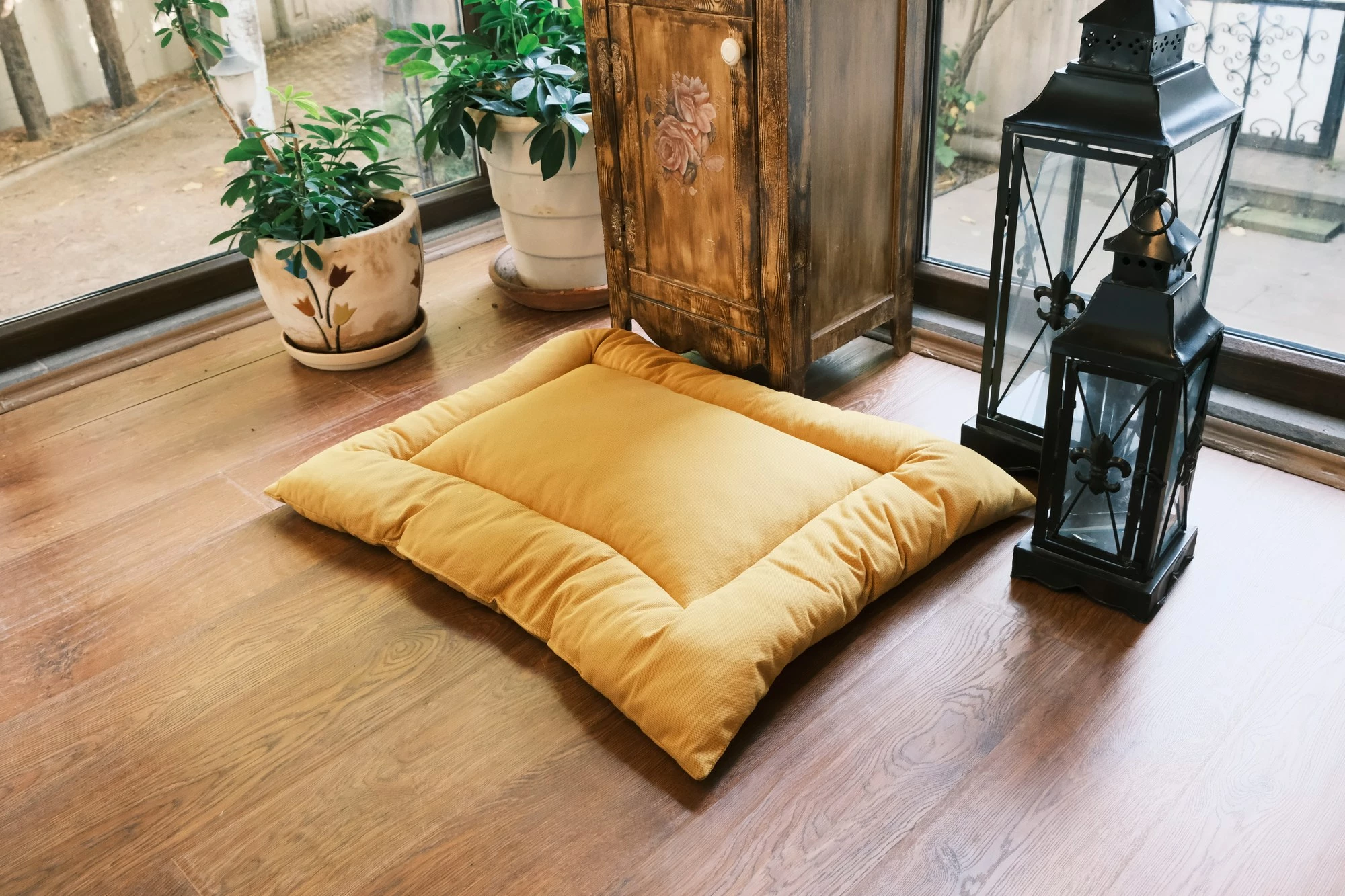 Shtrat për kafshë, ngjyrë mustard, Hanah Home Yui