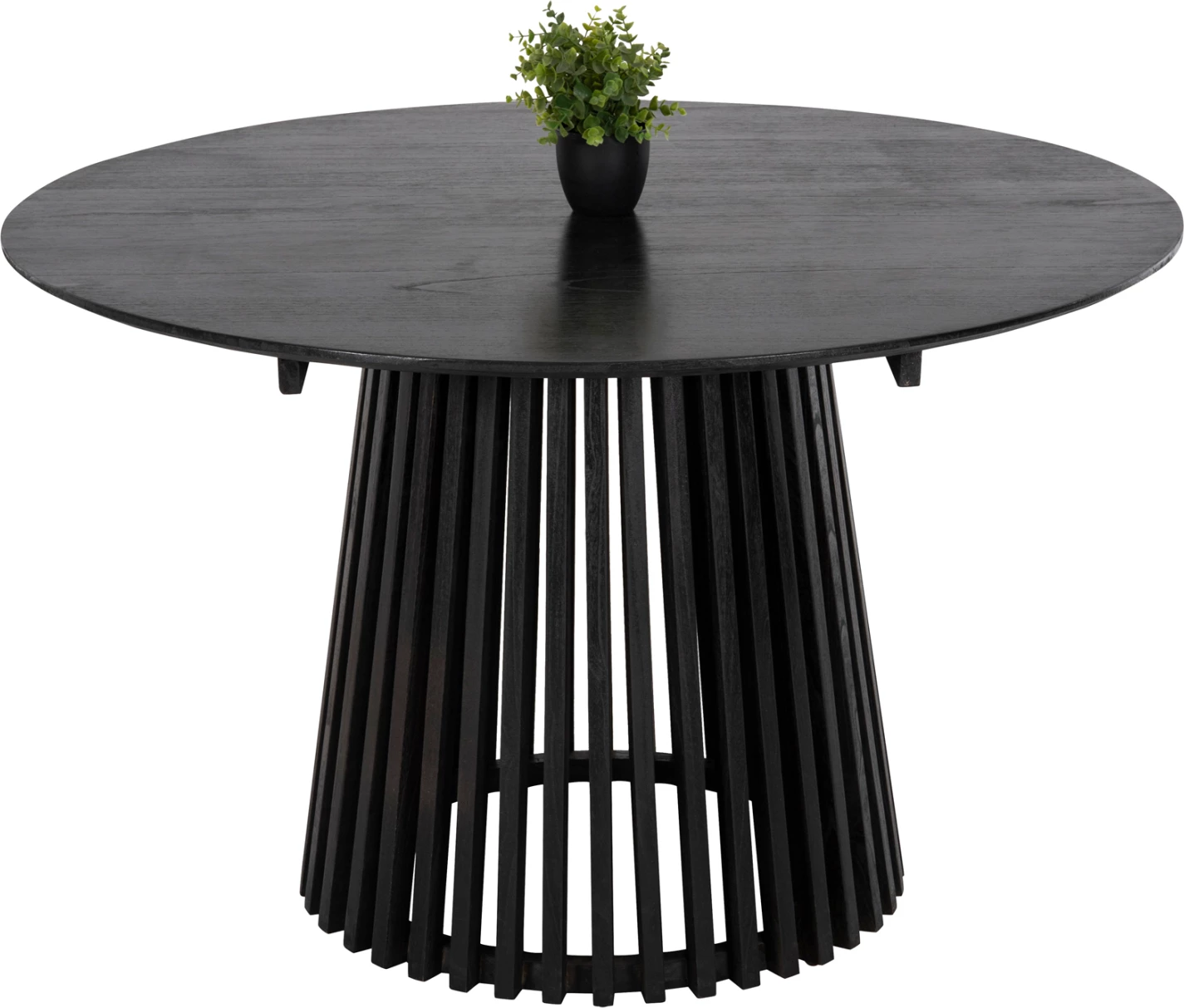 Tavolinë ngrënieje e rrumbullakët, FRANTZ, dru MINDI i fortë, ngjyrë e zezë, Φ120X76.5H cm