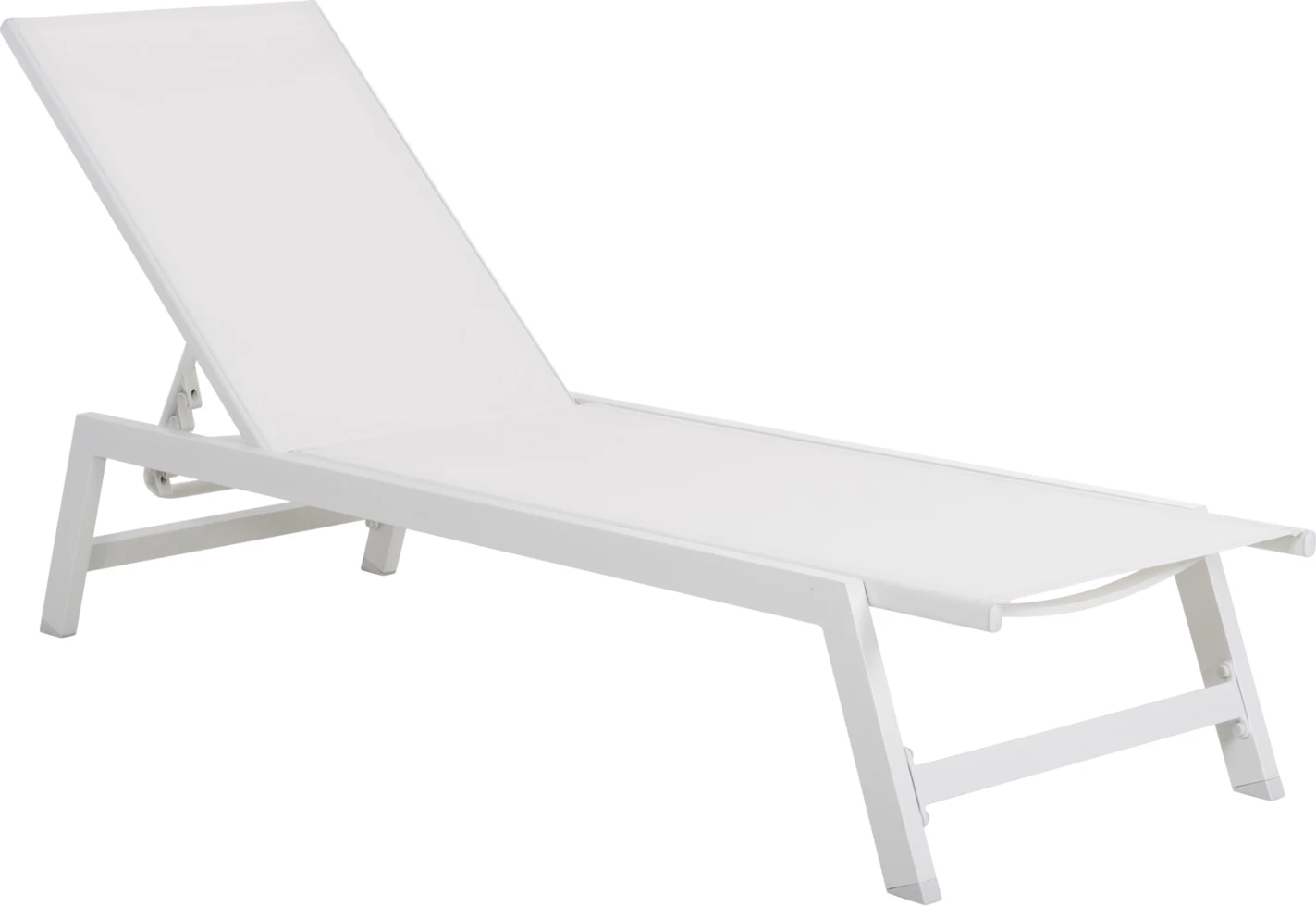 Shezlong alumini me mbështetëse koke RABIA FH5982.01, ngjyrë bardhë, 191,5x60x89,5Hcm
