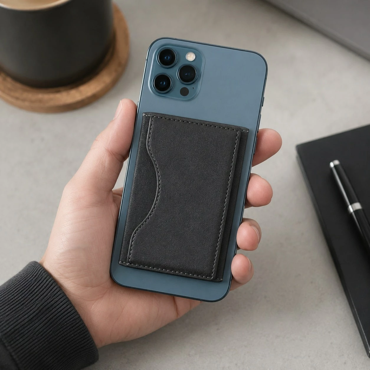 Kuletë Magnetike MagSafe-Style për Telefon me Mbajtëse Kartelash - e zezë