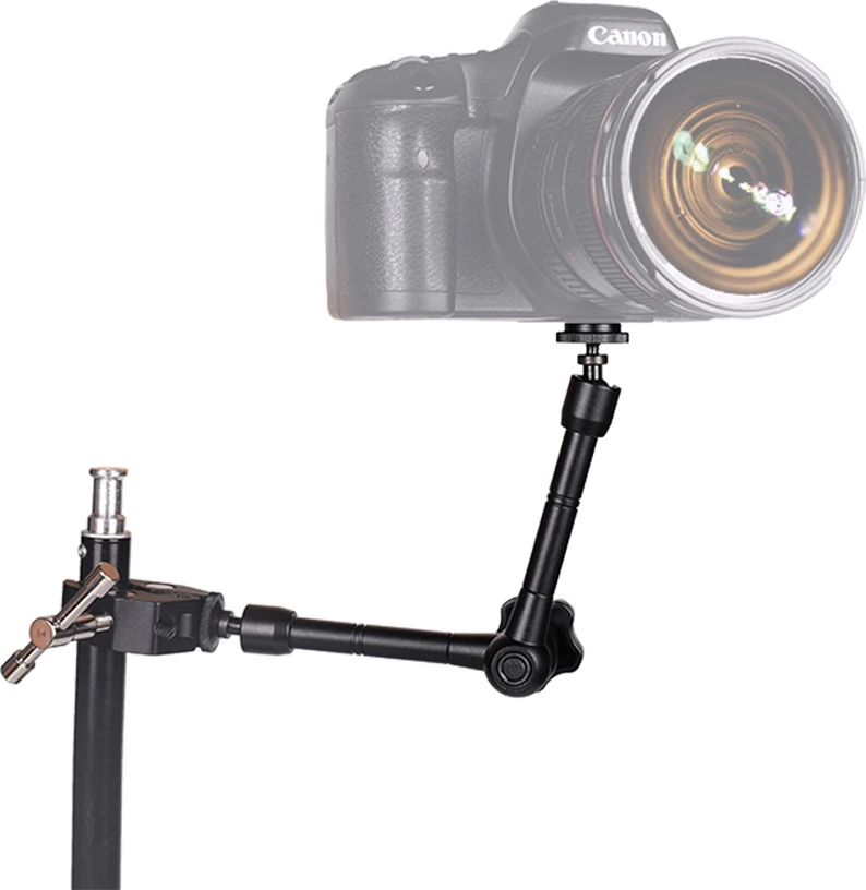 Mbajtës kapëse për kamerë/mikrofon, Hurtel, universal me krah të artikuluar, i rregullueshëm, zi