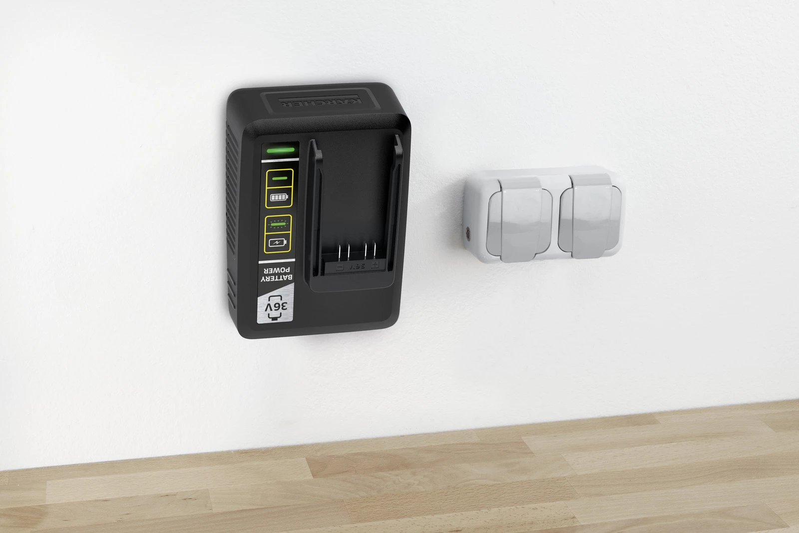 Set baterie dhe karikues Karcher 2.445-065.0, 36V 5.0Ah Li-ion, zi/verdhë, set