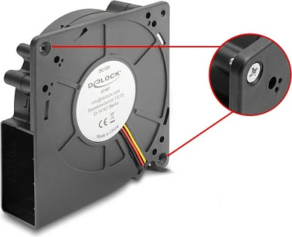 Ventilator ftohës radial DeLOCK 120x120x33 mm, 12V DC, 3-Pin, i zi