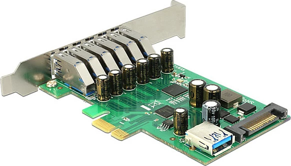 Kartë zgjerimi PCIe DeLOCK 89377, 7x USB 3.2 Gen 1 Type-A, 1x SATA, 5 Gbit/s