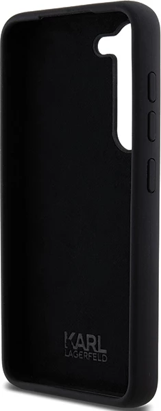 Mbështjellës Karl Lagerfeld Silicone Karl&Choupette Metal Pin për Samsung Galaxy S23, i zi