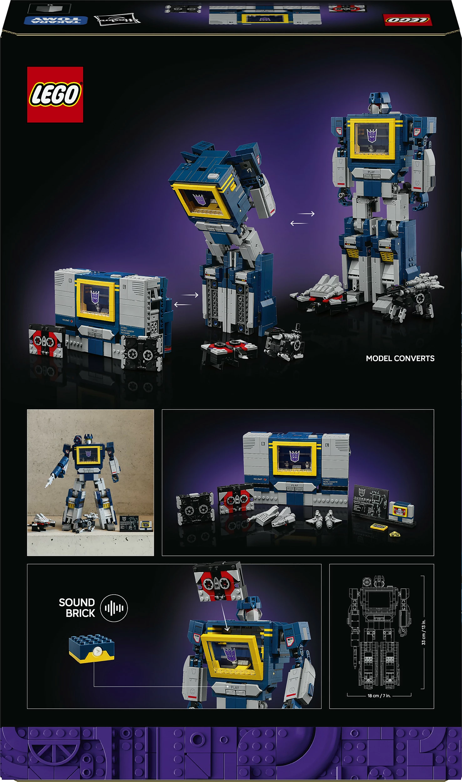 Set ndërtimi LEGO Icons Transformers Soundwave 10358, 1505 pjesë, 18+, multikolor