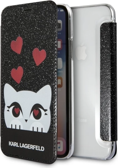Mbështjellës Karl Lagerfeld Valentine për iPhone X/Xs, Eco-leather, i zi