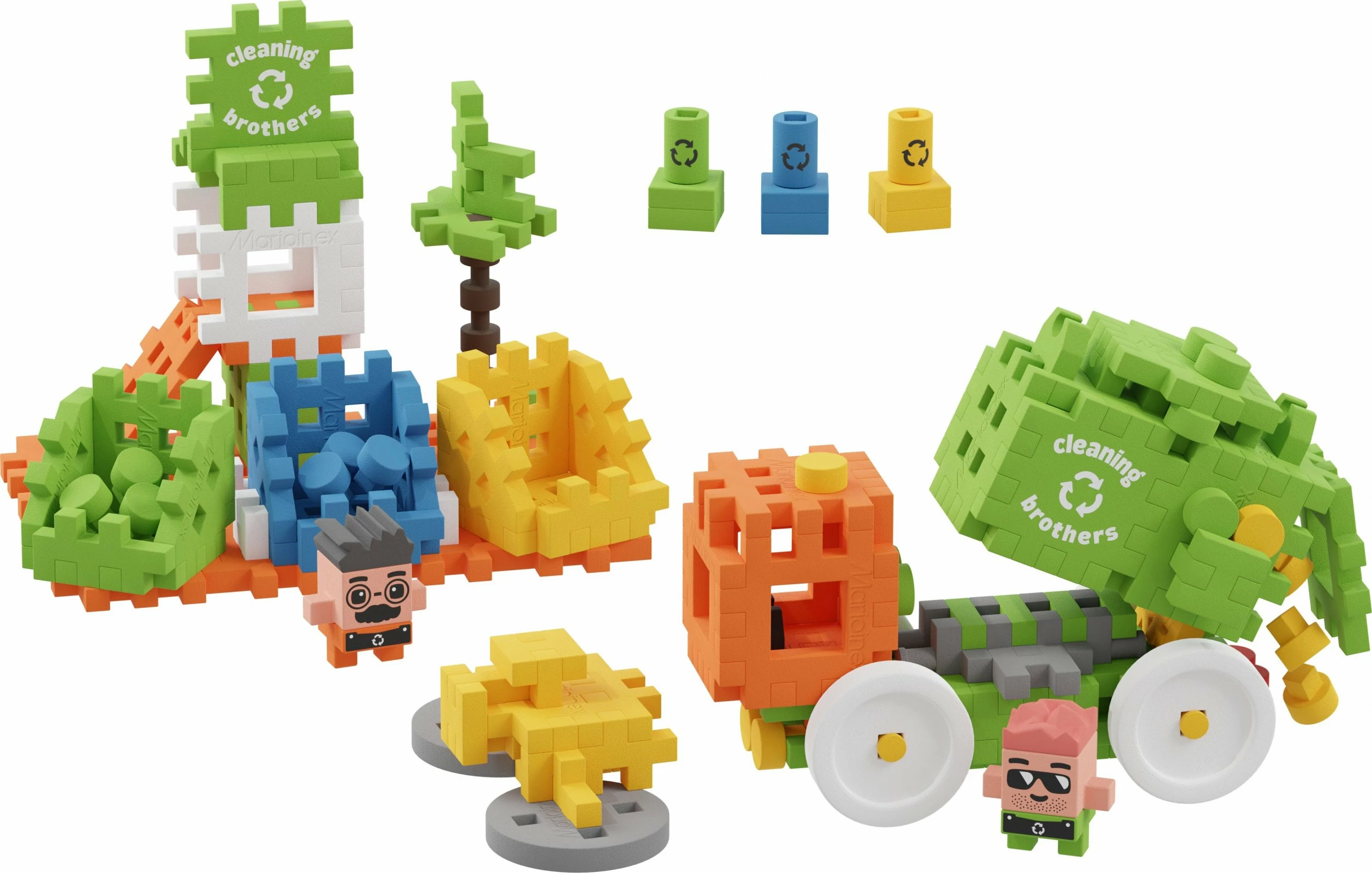 Set blloqesh ndërtimi Marioinex Mini Waffle City Kamion mbeturinash 03131, 148 copë, 2 figurina