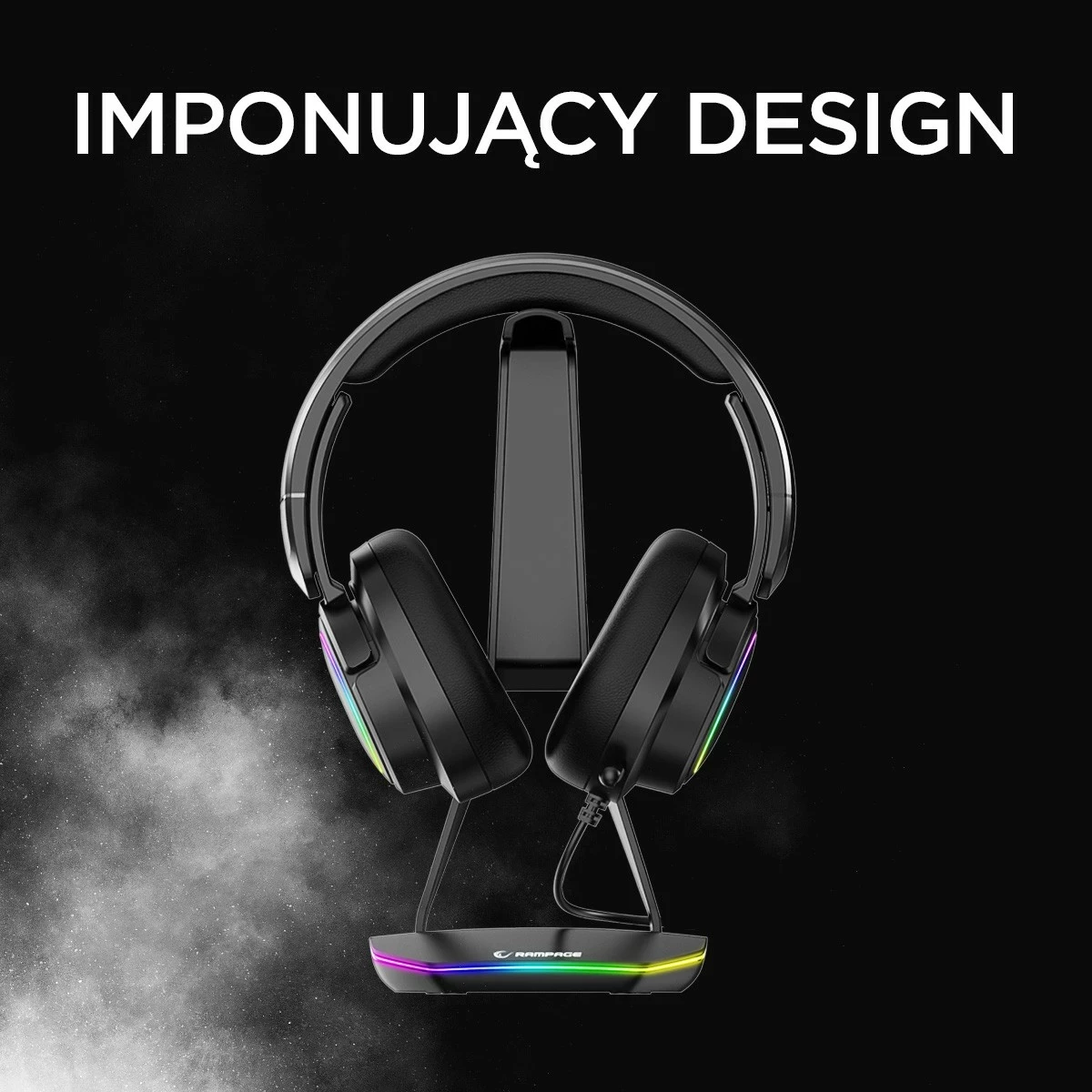 Stojak kufje Rampage T14, gaming, RGB, 2x USB, e zezë
