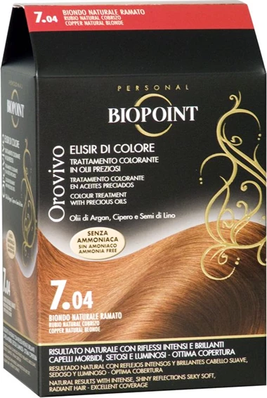 Ngjyrë për flokë Biopoint Orovivo 7.04 bakër, 100 ml