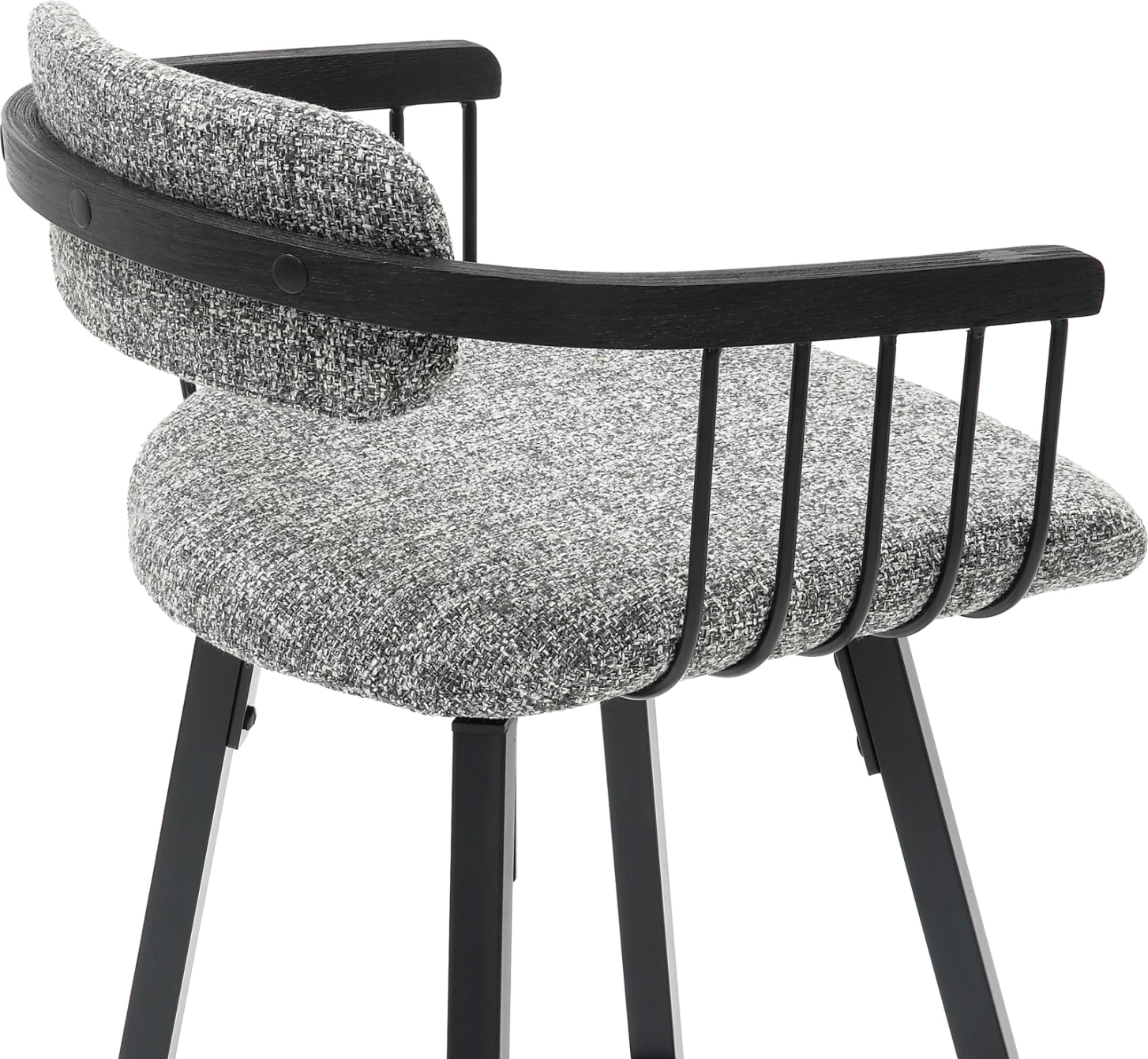 Karrige për bar rrotulluese LANG FH9990.02, kornizë metali e zezë, pëlhurë gri, 51.5x48.5x89.5H cm