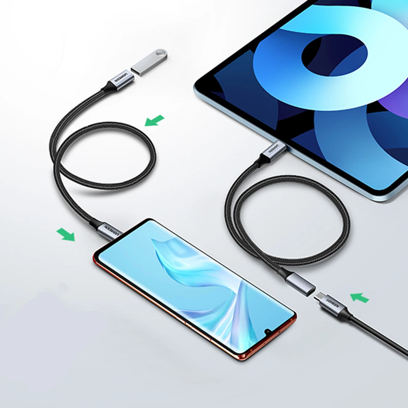 Kabllo USB-C në USB-C Ugreen US372 30205, 1m, 100W, 10Gbps, Gri