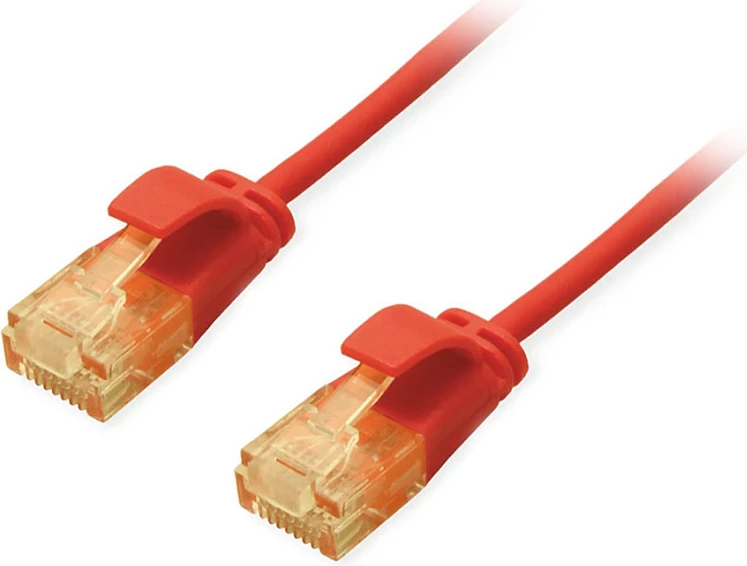 Kabllo rrjeti EQUIP Cat6A Slim Patch 0.15m, 10GbE, RJ45-RJ45, e kuqe