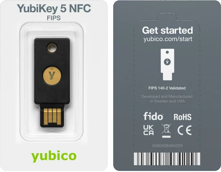 Çelës sigurie USB-A me NFC, Yubico YubiKey 5 FIPS, i zi