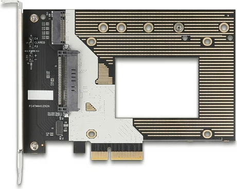 Kartë zgjerimi PCIe DeLOCK 90854, M.2/U.2, NVMe, PCIe 4.0, e zezë/argjendtë