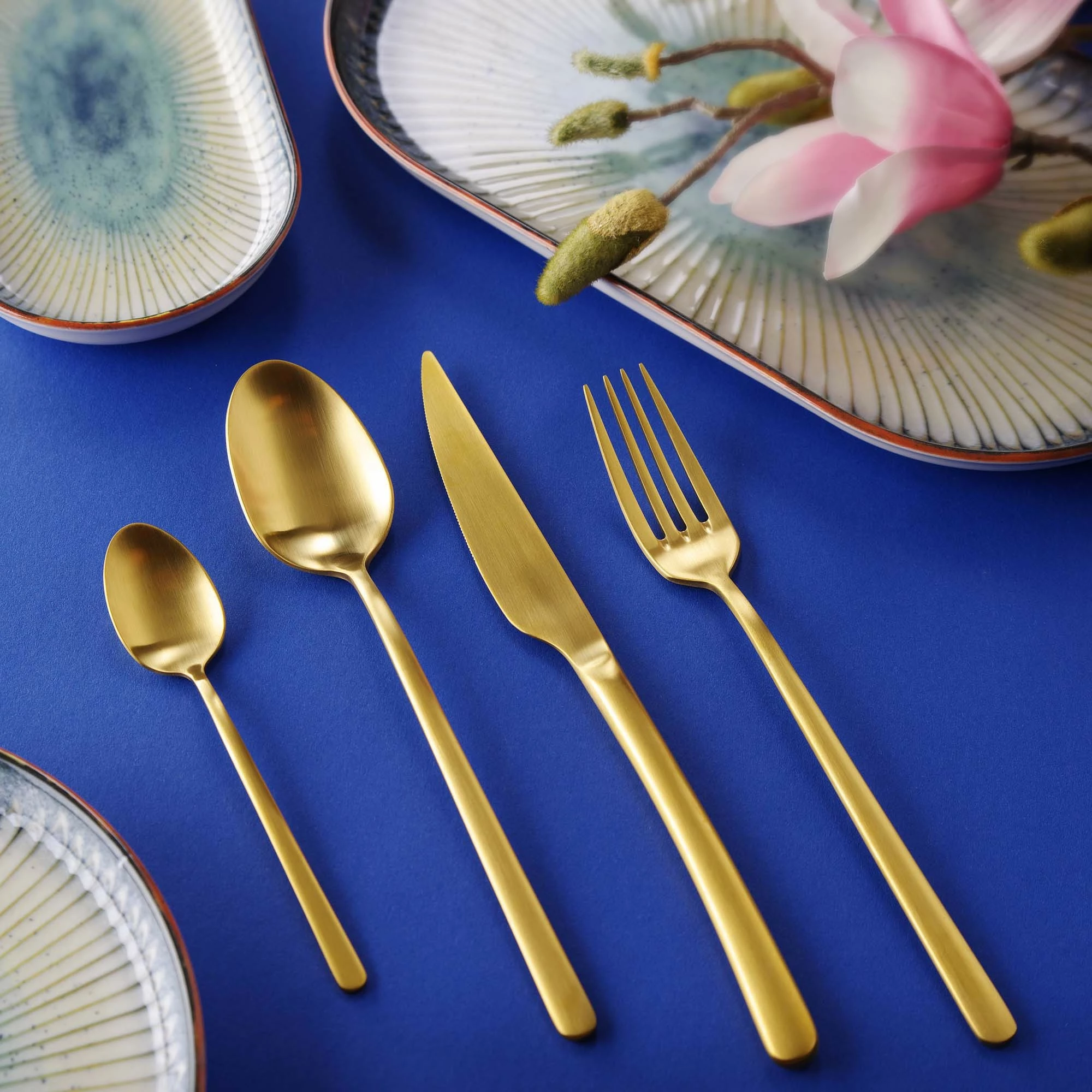 Thikë deserti OVE Amarone Gold 190 mm, çelik inox 18/10, trashësi 4 mm, set 12 copë, ari