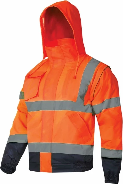 Xhaketë pune hi-vis Lahti Pro L4092602, size M, me mëngë të shkëputshme, e papërshkueshme nga uji, portokalli