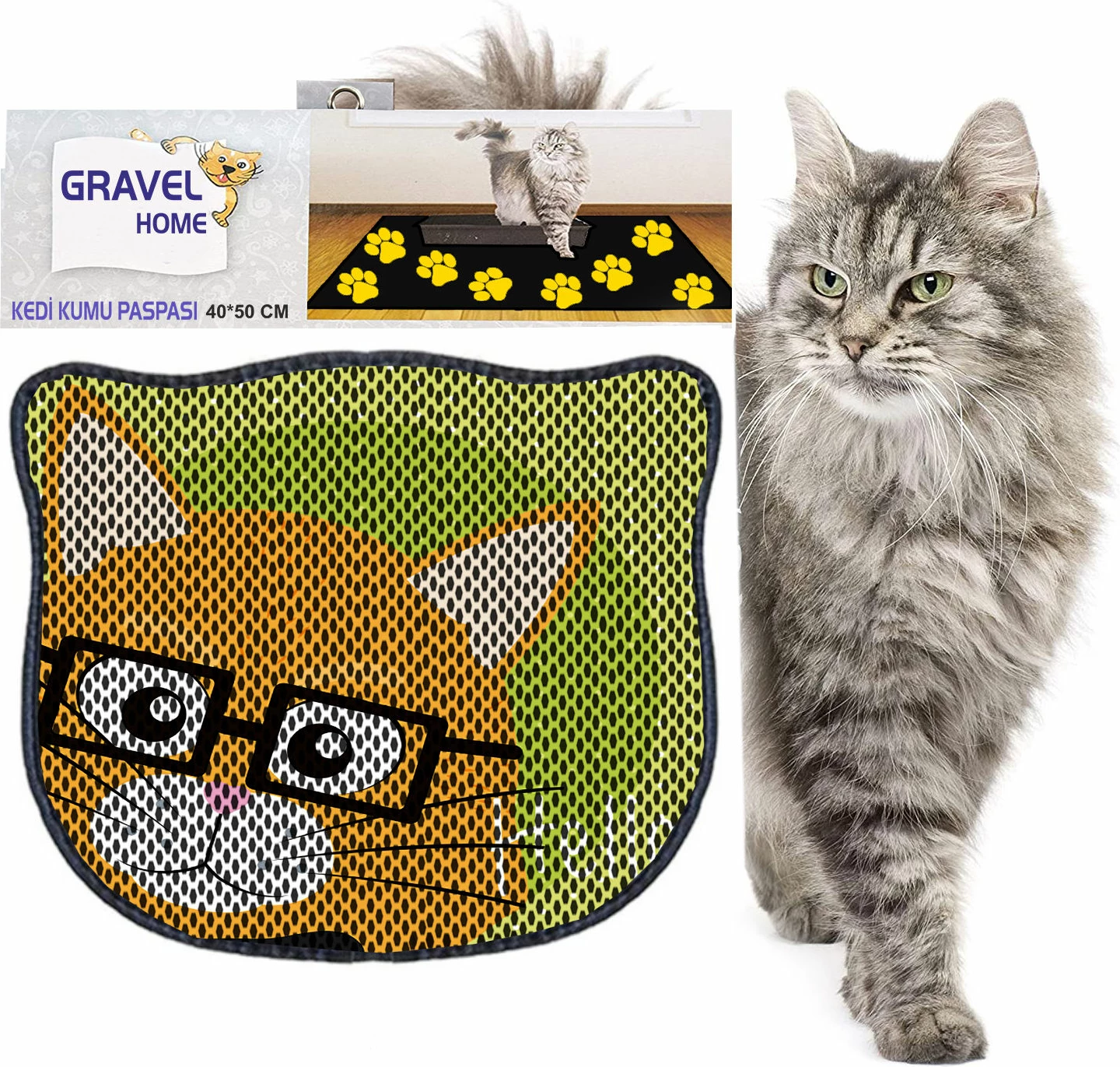 Tapet për rërë mace, shumëngjyrësh, Paws & Whiskers, Kdkafa0144, 40x50cm