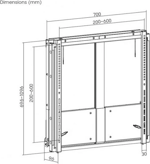 Mbajtëse muri për TV Equip 55"-86", Up-Down, 1 ekran, 65 kg, e zezë