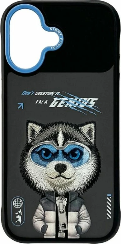 Kapak telefoni Nimmy Cool&Cute 2.0 Wolf për iPhone 17, i zi