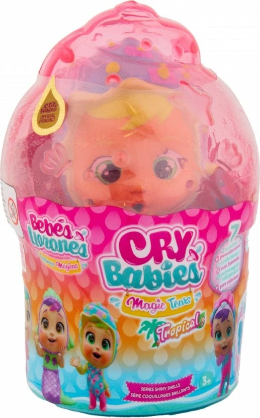 Kukull Cry Babies Magic Tears Shiny Shells Sandy, Tm Toys, IMC910317, me aksesorë, për vajza