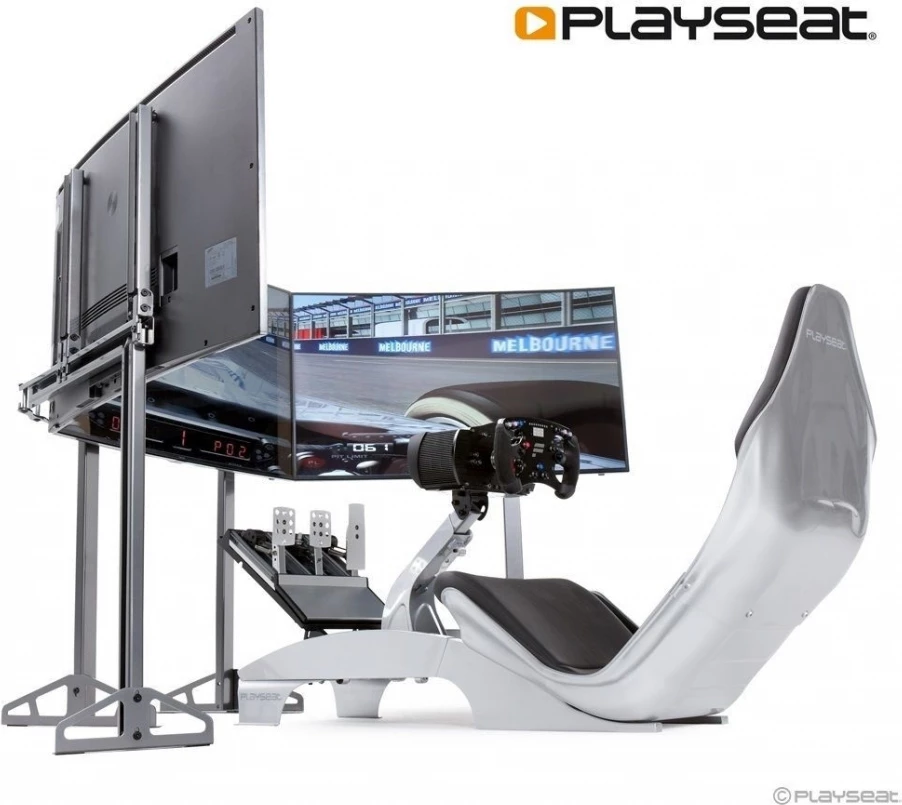 Mbajtëse për 3 monitorë/TV Playseat TV Stand Triple Package, e rregullueshme, ngjyrë metalike