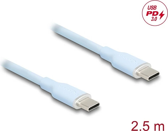 Kabllo USB-C DeLOCK 81235, 2.5m, USB 2.0, PD 60W, blu