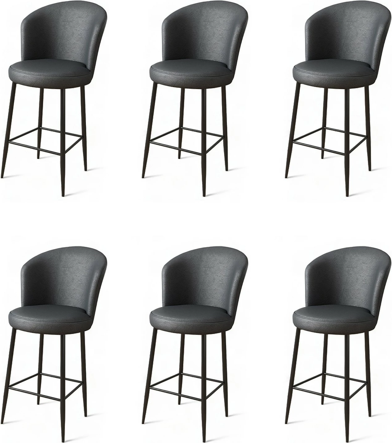 Set karrigesh për bar (6 copë), Hanah Home, Uras, antracit, e zezë
