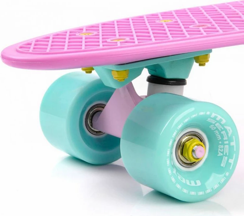 Skateboard plastik Meteor 23717, rozë/mentë