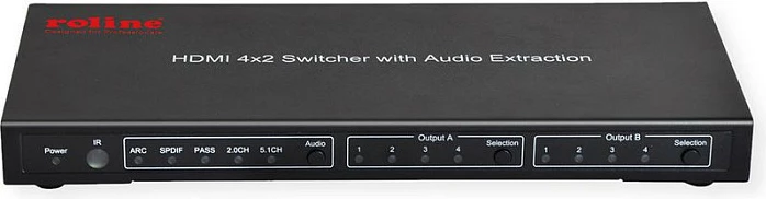 HDMI Matrix Switch ROLINE 4x2, 4K, me Remote, i zi