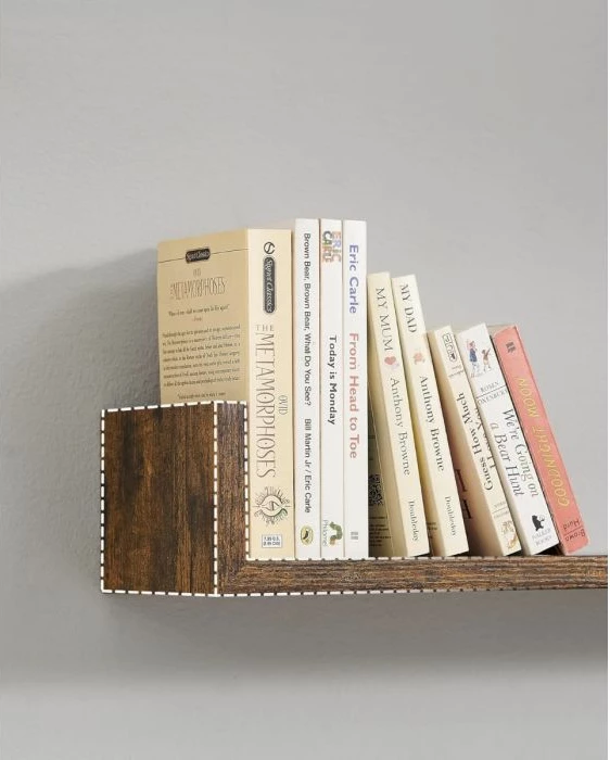 Set rafte muri fluturuese VASAGLE SONGMICS LWS066T01, U-shape, 15×30/45/60×10 cm, 3 copë, vintage brown