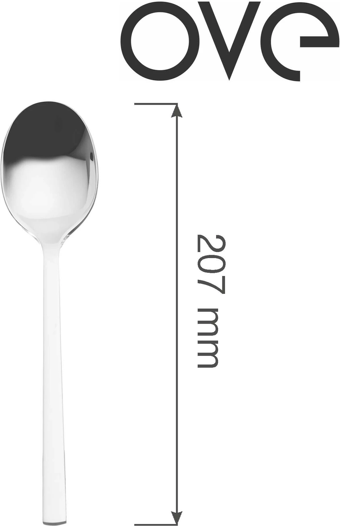 Lugë tavoline OVE Lugano 207 mm çelik inox 18/10 set 12 copë, argjendtë