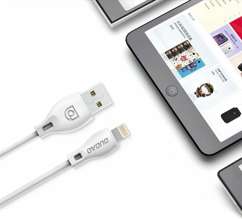 Kabllo Dudao L4T, USB në Type-C, 2m, 2.1A, e bardhë