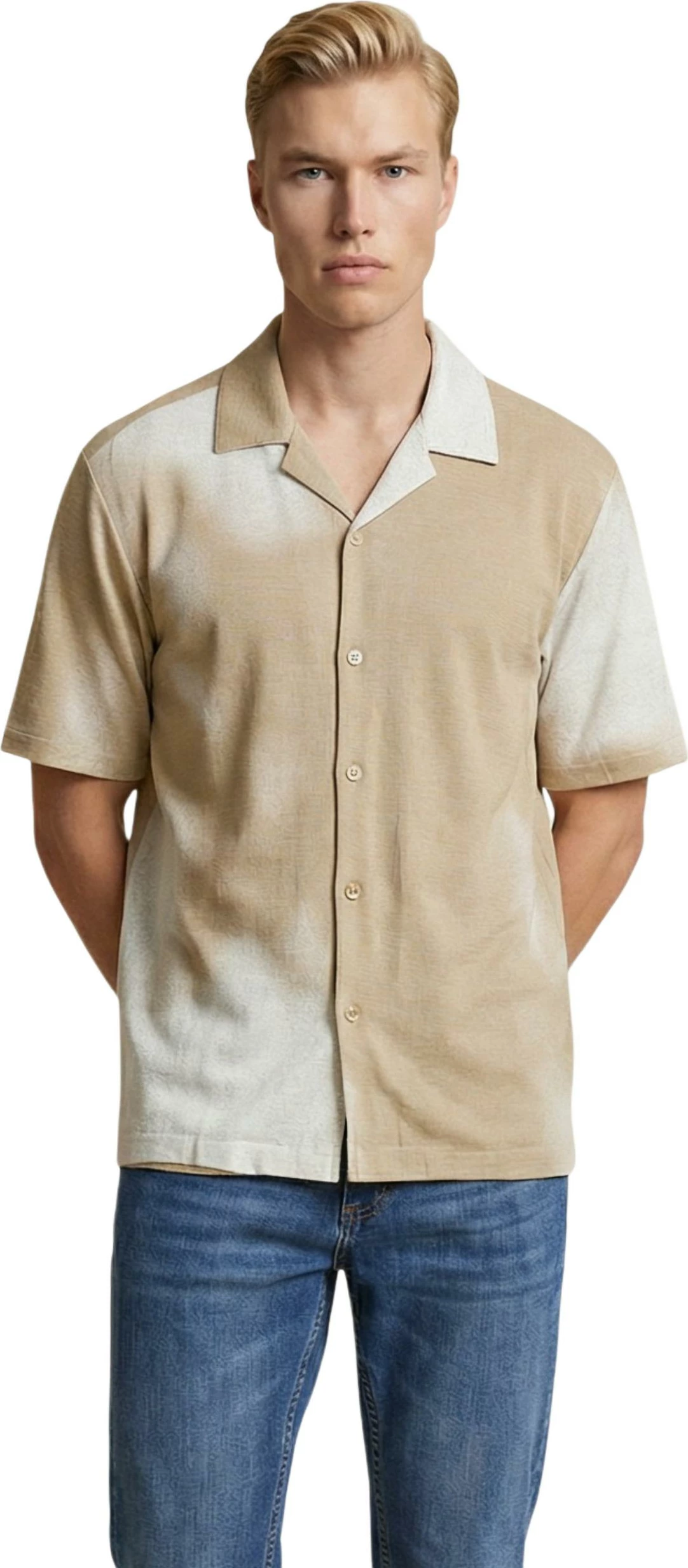 Këmishë me mëngë të shkurta Only & Sons Onsharvi Rlx Resort SS 041 AOP 22037291 për meshkuj, bezhë [Madhësia: XS]