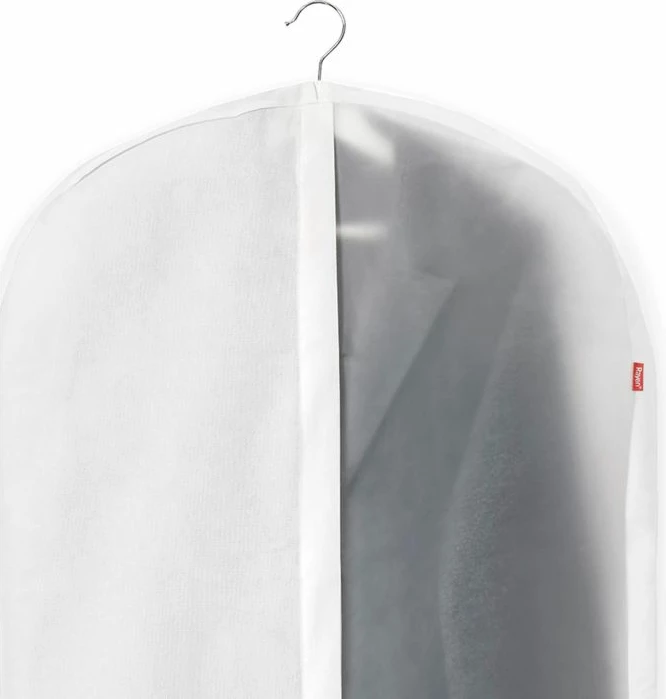 Mbështjellës mbrojtës për rroba, Rayen, 203611, 60 x 135 cm, me zinxhir, dritare transparente, M, bardhë/transparent