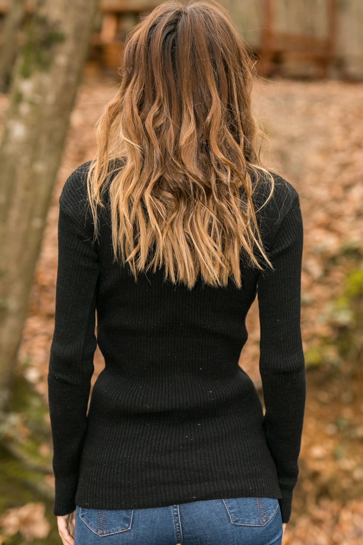 Pulovër e zezë për gra, Jumeon, X7535